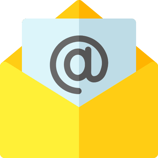 Envelope with a letter inside that has an @ symbol
