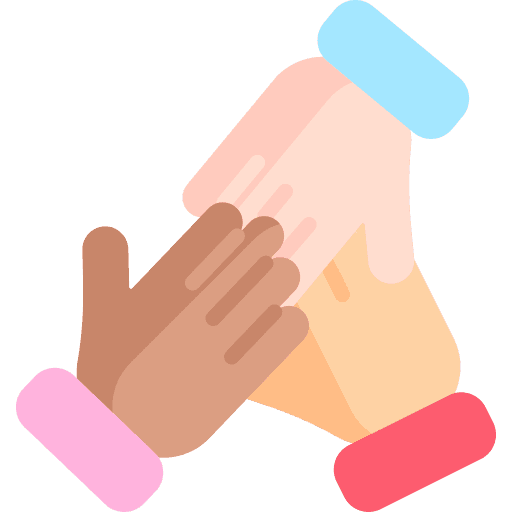 Three hands holding each other